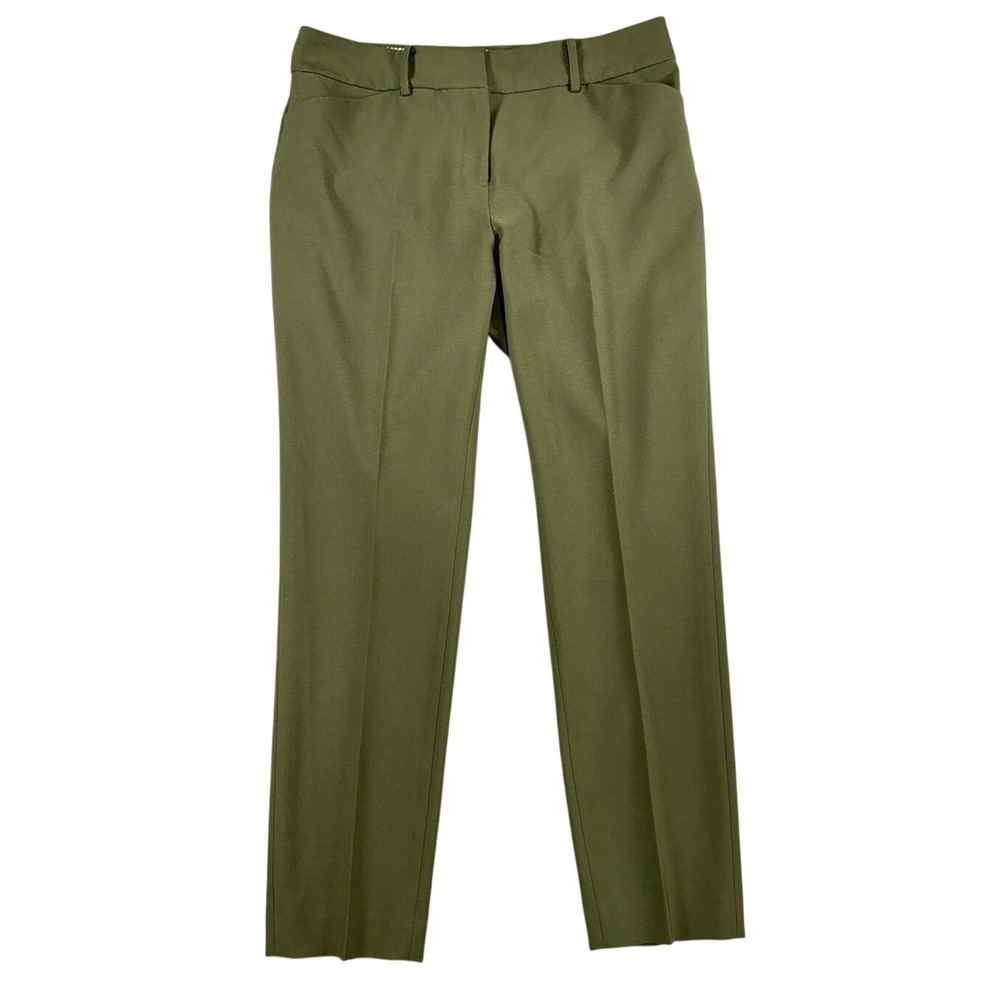 Tommy Hilfiger Womens Slim Fit Dress Pants Olive Green Stretch Trousers Size 8
